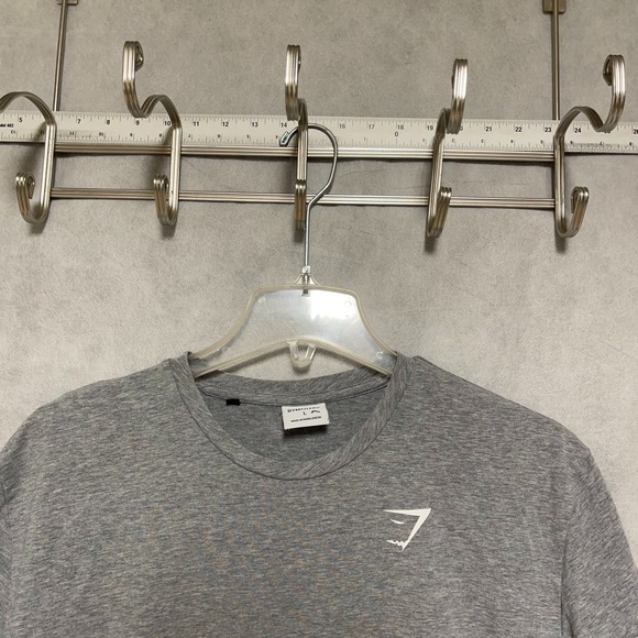 Gymshark Shirt Men L Gray Heathered Performance Workout Gym Training Lightweight - Picture 1 of 7